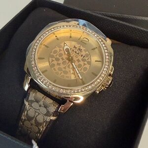 Coach gold pave signature brown monogram Watch